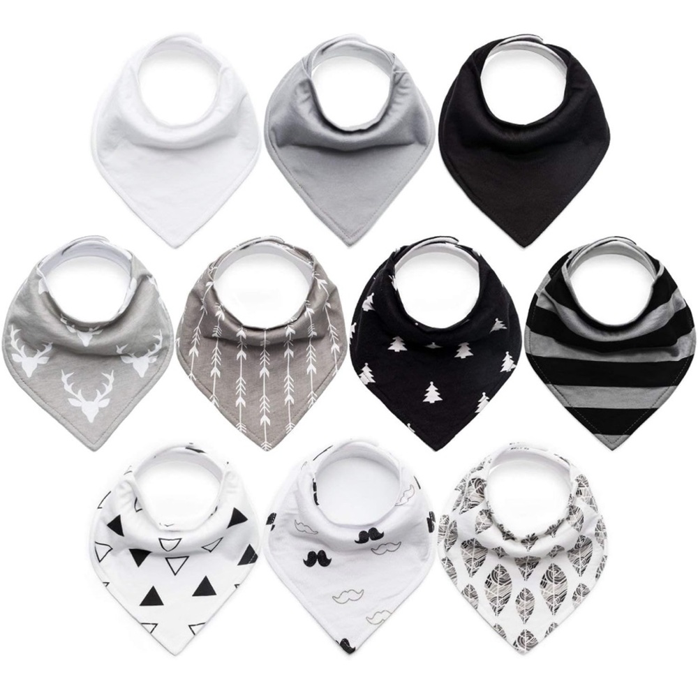 Set of 9 bandana baby boy bibs for drooling and teething